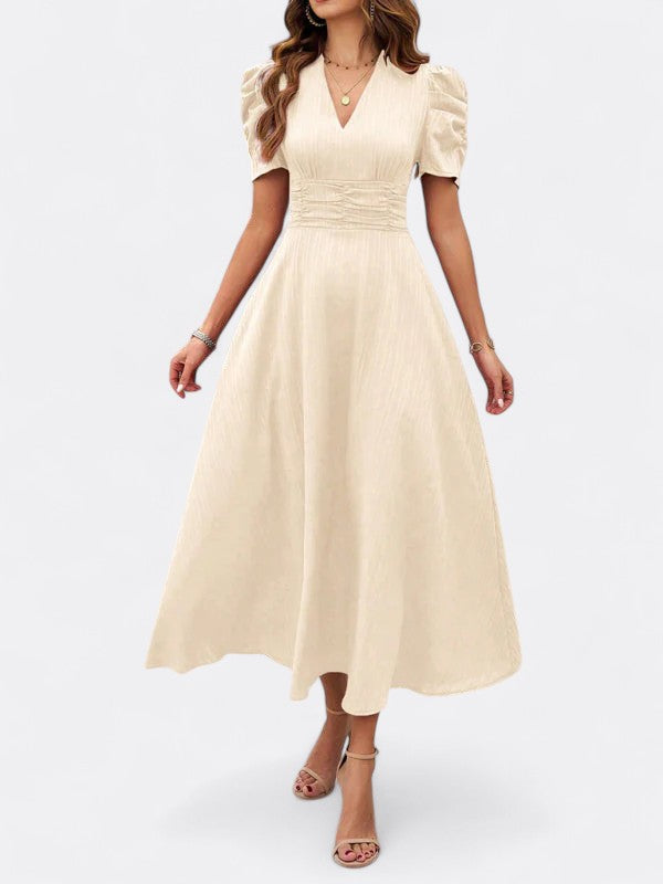 Helena | Damen Elegantes V-Ausschnitt Kleid | Midi