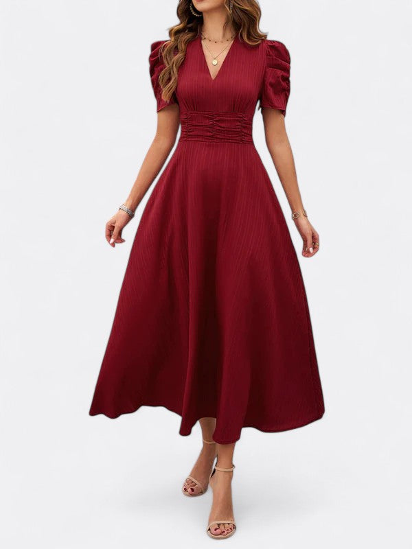 Helena | Damen Elegantes V-Ausschnitt Kleid | Midi