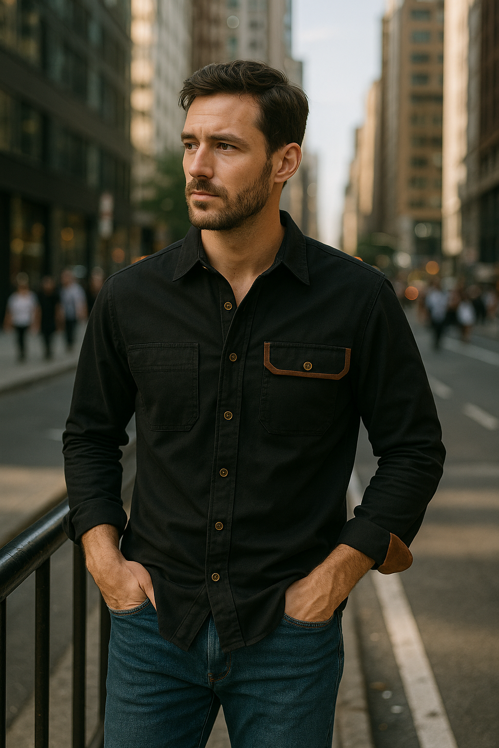 Henrik – Herren Freizeithemd mit Kontrastdetails und Brusttaschen