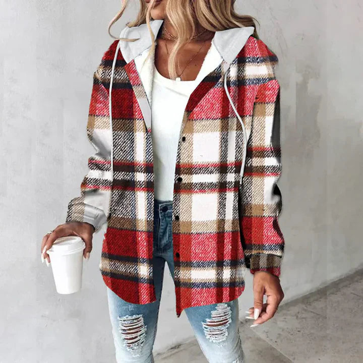 Herbst Damen Übergangsjacke Mit Kapuze | Karo