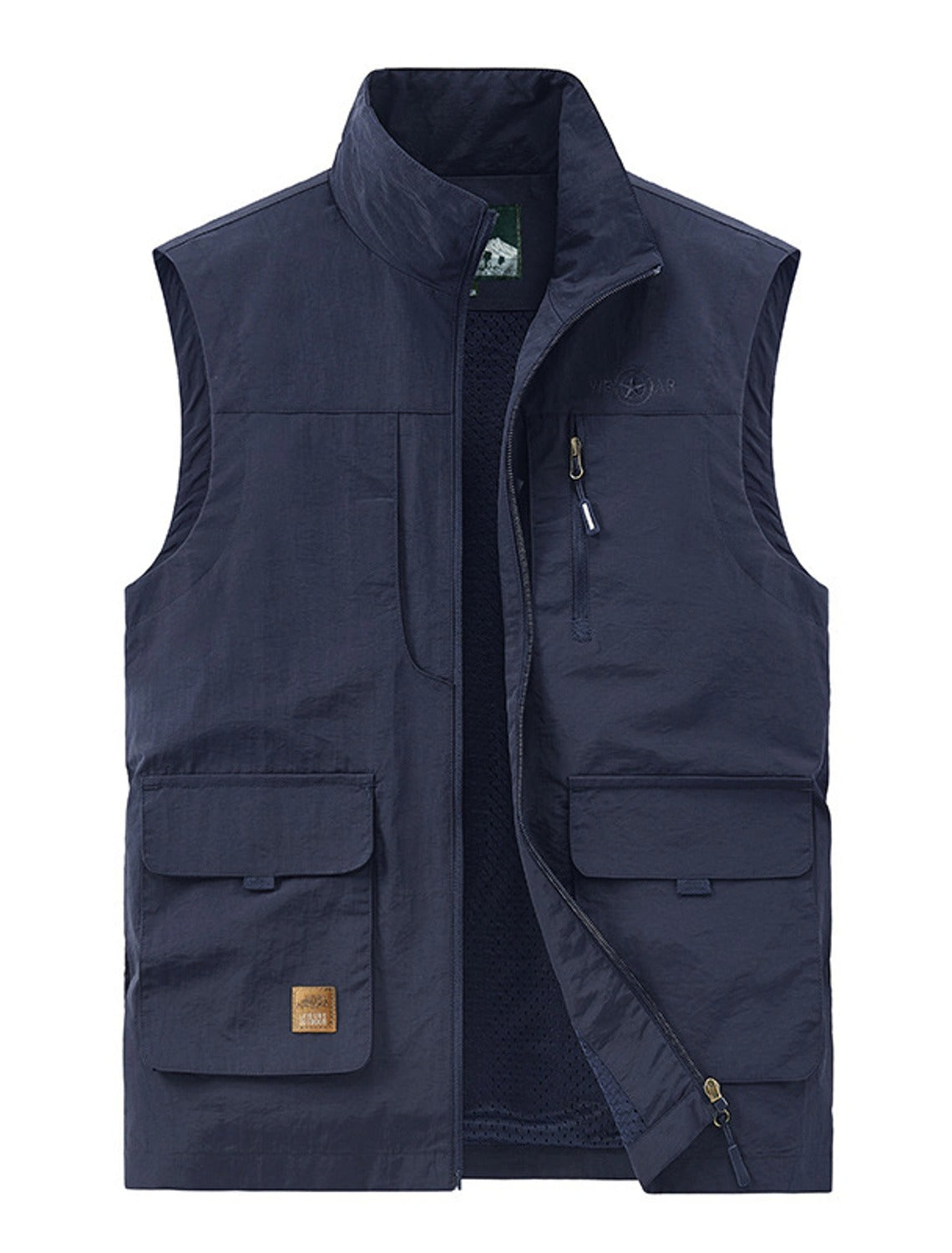 Herren Gilet Mit Mehreren Taschen Und Stehkragen | Leicht