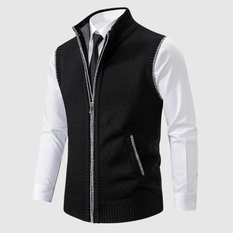 Herren Gilet Mit Reißverschluss Und Stehkragen | Strick