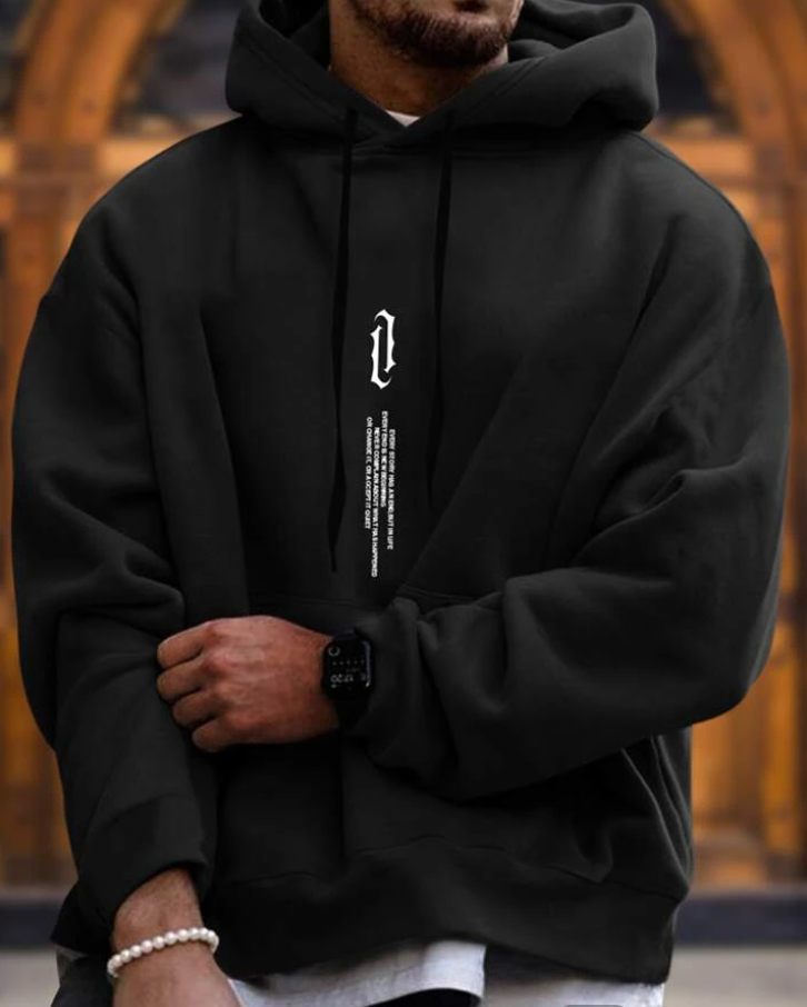 Herren Oversize Hoodie Mit Frontprint | Streetwear