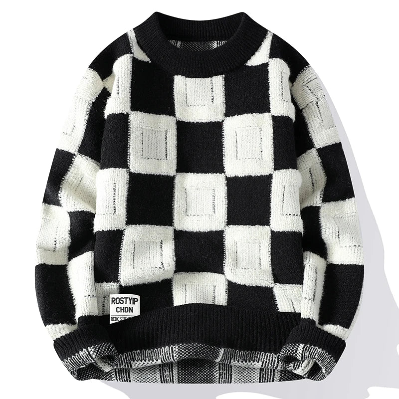 Herren Oversize Pullover Mit Karomuster | Strick
