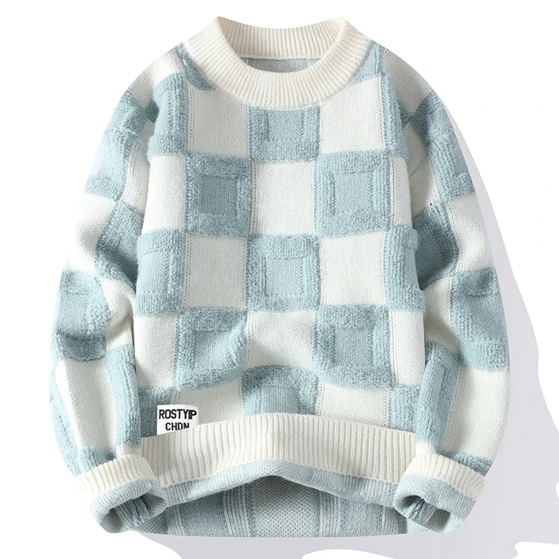 Herren Oversize Pullover Mit Karomuster | Strick