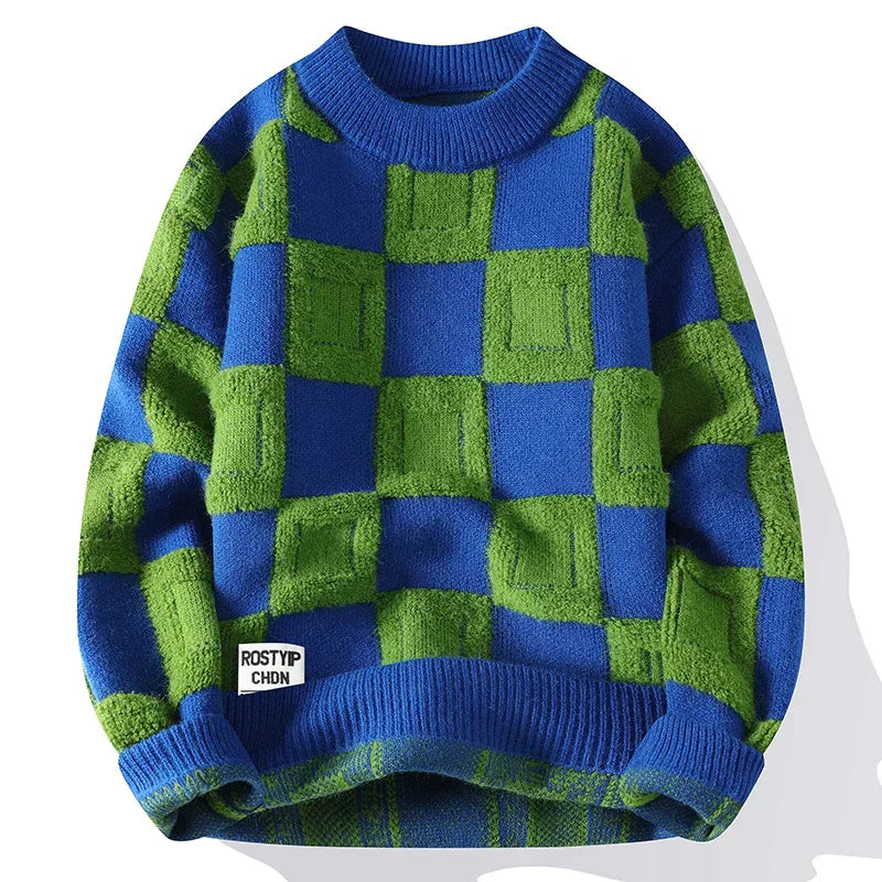 Herren Oversize Pullover Mit Karomuster | Strick