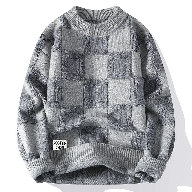 Herren Oversize Pullover Mit Karomuster | Strick