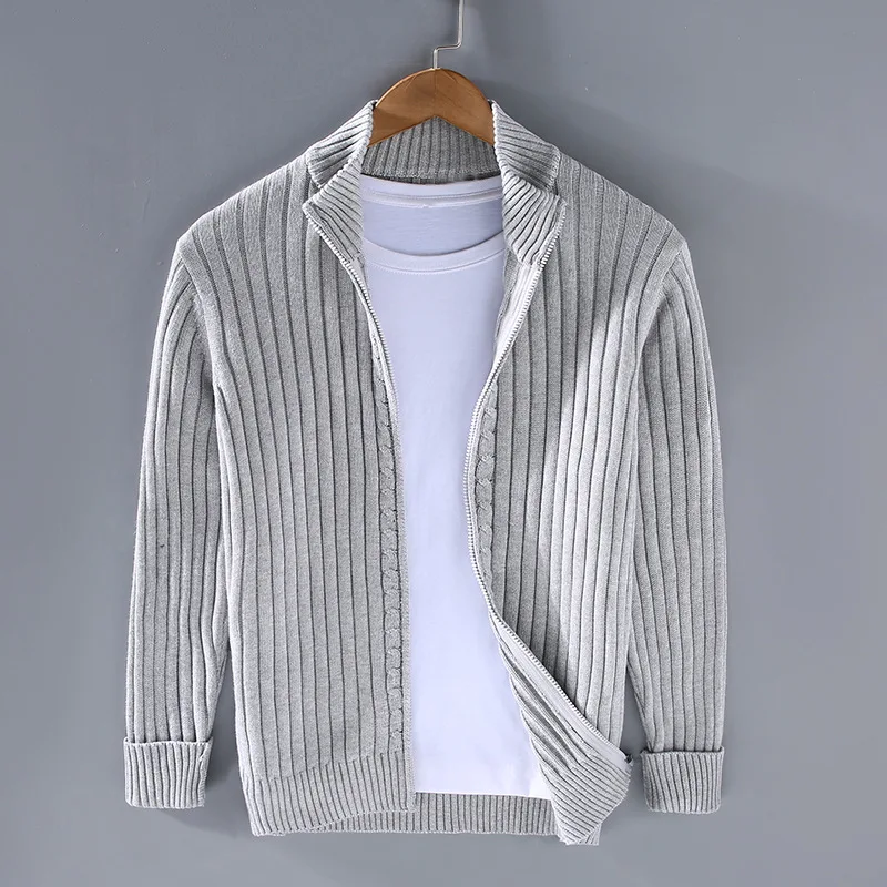 Herren Strickjacke Gerippt Mit Reißverschluss | Warm