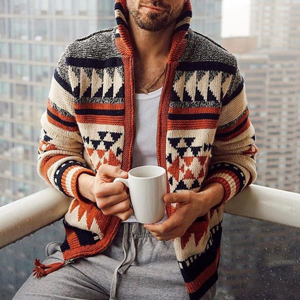 Herren Strickjacke Mit Muster Und Reißverschluss | Norweger Stil