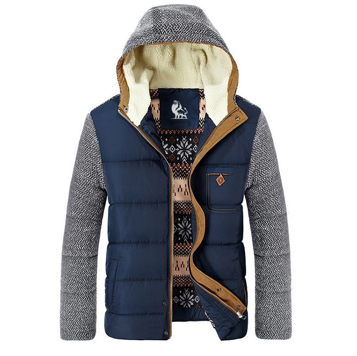 Herren Winterjacke Mit Kapuze Und Strickärmeln | Stepp
