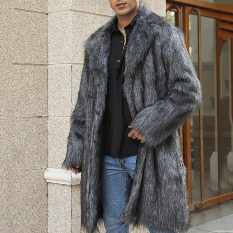 Herren Wintermantel Kunstpelz Lang | Warm