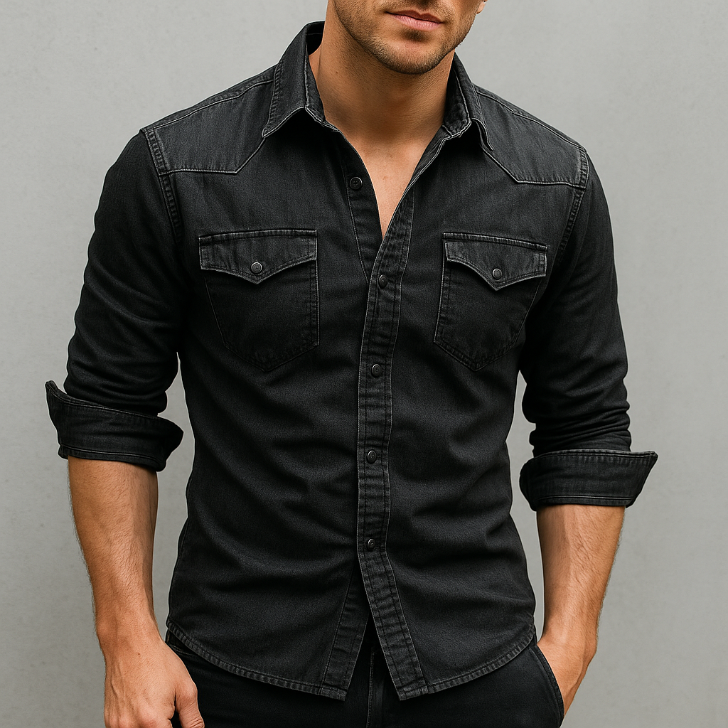 John – Slim-Fit Jeanshemd mit Druckknöpfen und Brusttaschen