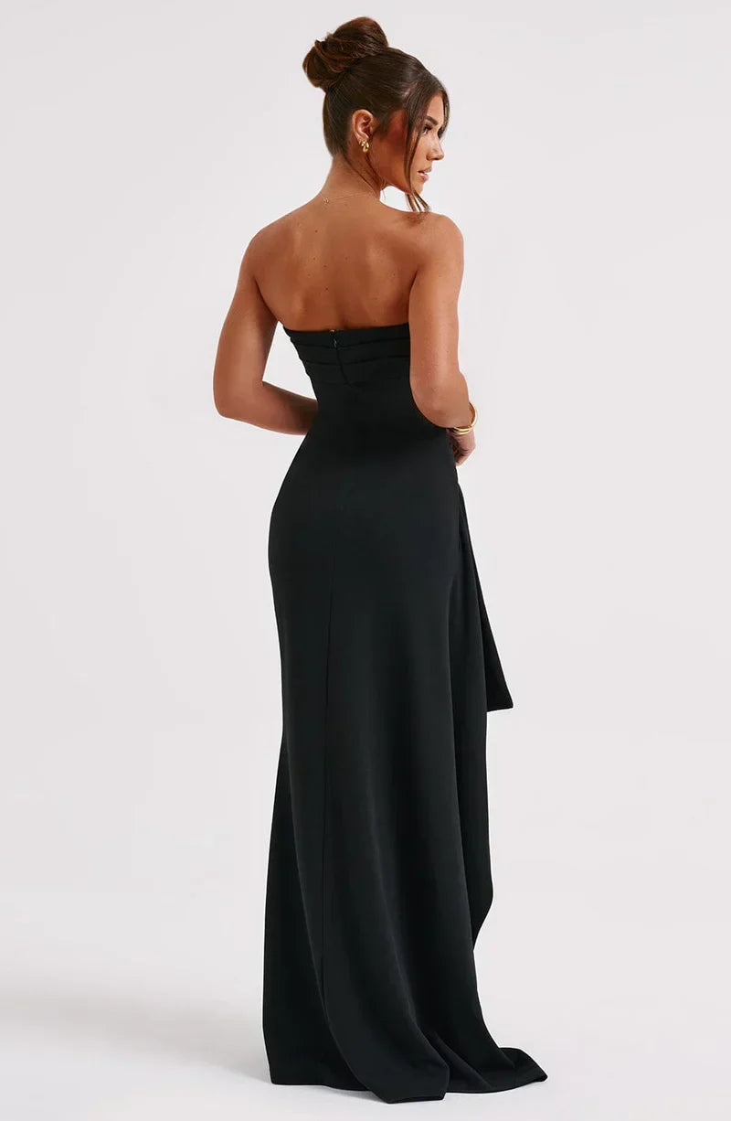 Livia | Damen Gedrehtes Schulterfreies Kleid | Figurbetonend