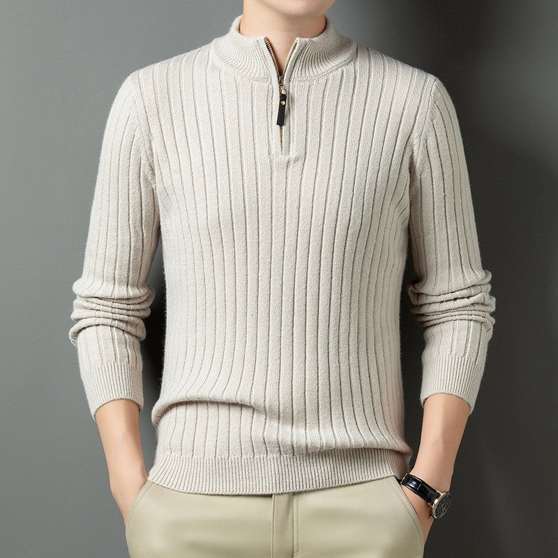 Lukas - Strickpullover mit Reißverschluss und Rippstrickmuster, Herren Lässiger Look