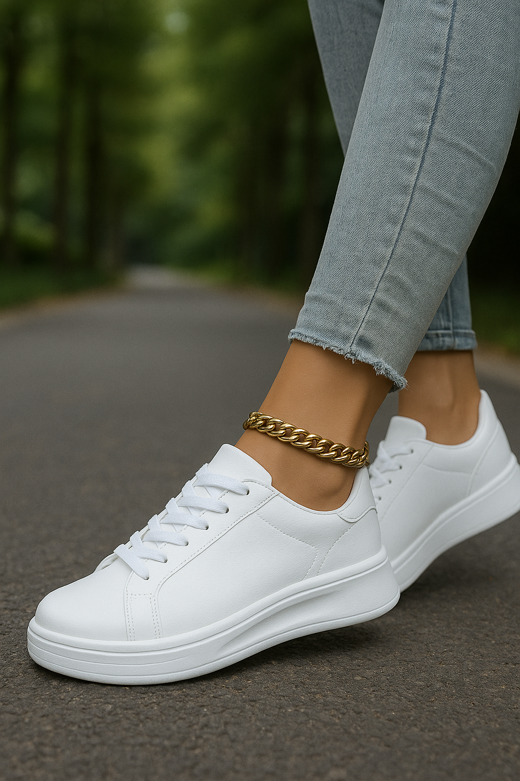 Luna | Damen Weiße Komfort Sneaker | Kunstleder