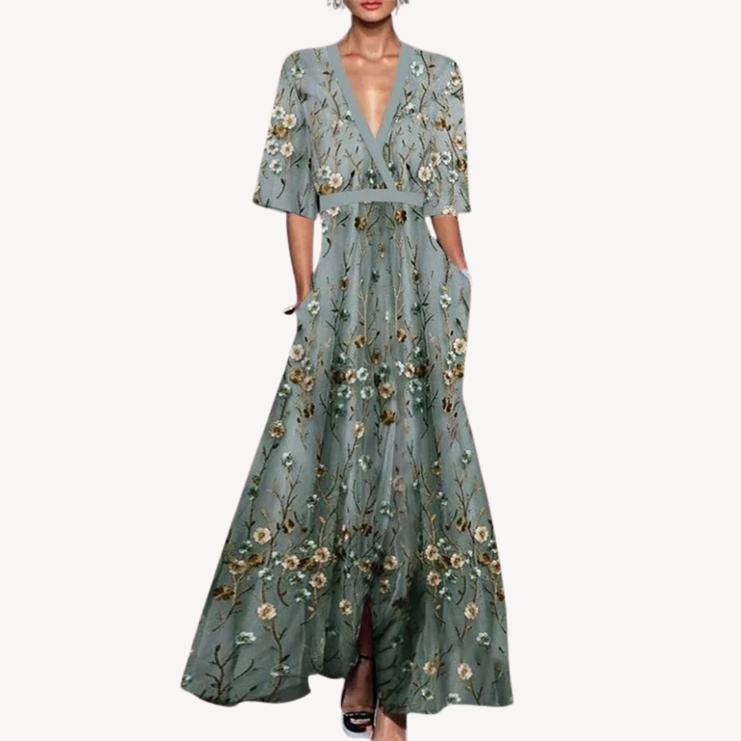 Malou | Damen Elegantes Wickel Sommerkleid | Maxi
