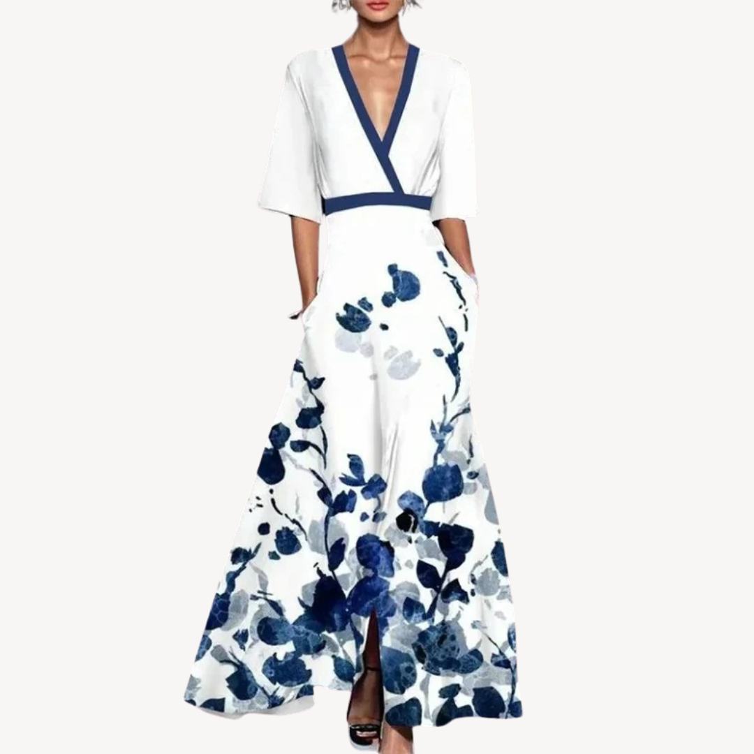 Malou | Damen Elegantes Wickel Sommerkleid | Maxi