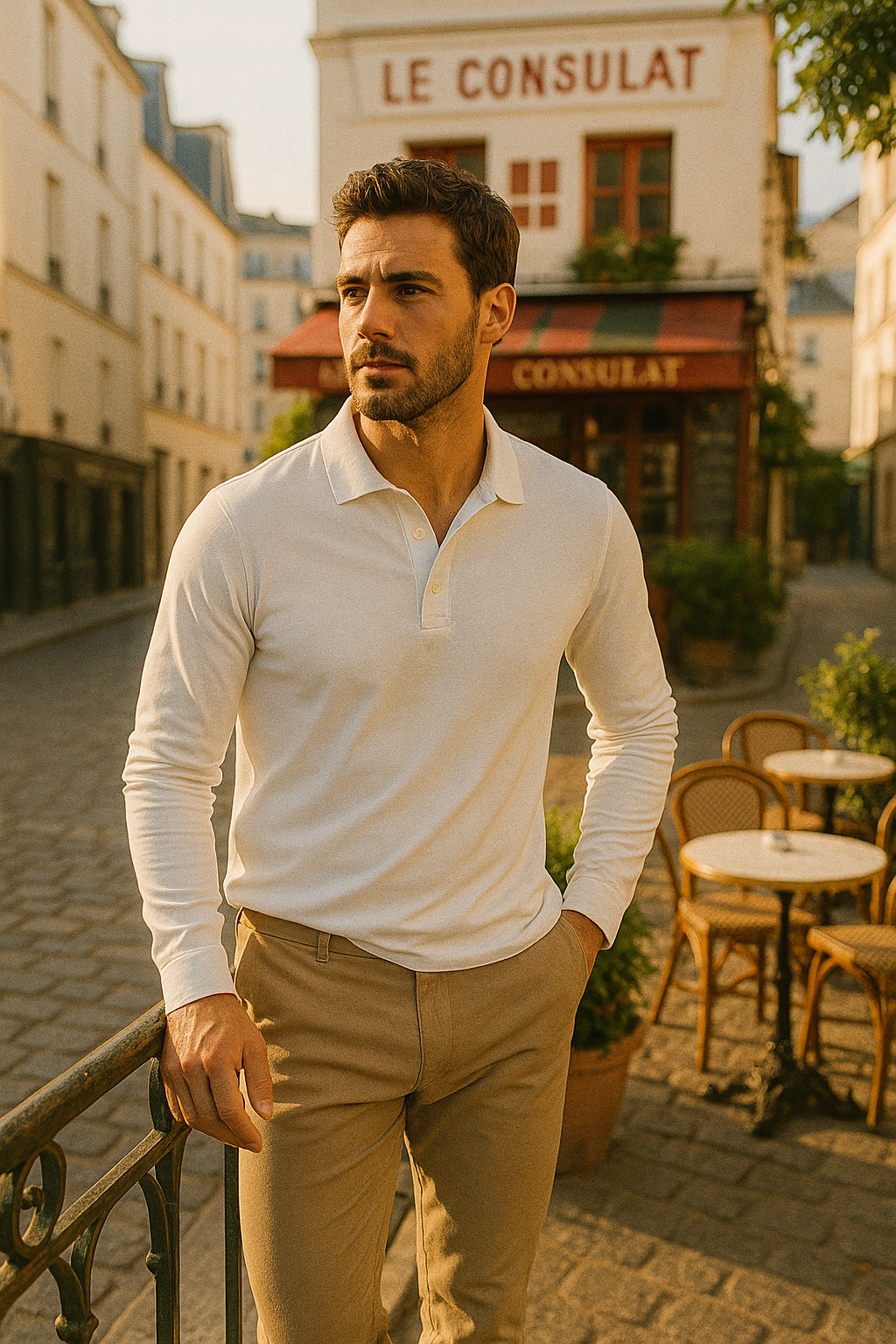 Maximilian - Langarm-Polo mit Knopfleiste und Slim-Fit-Schnitt