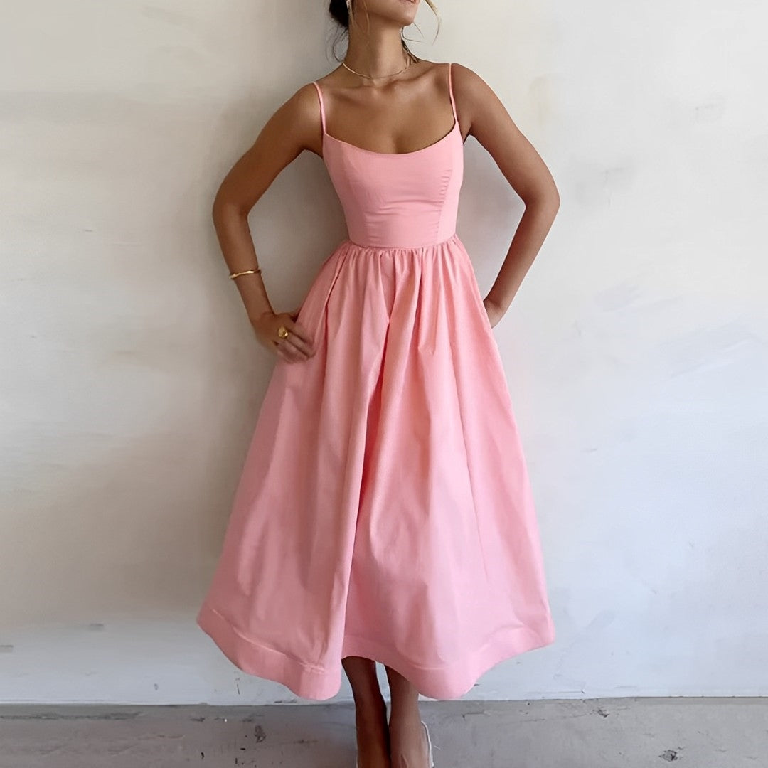 Mia | Damen Elegant Träger Kleid | Midi