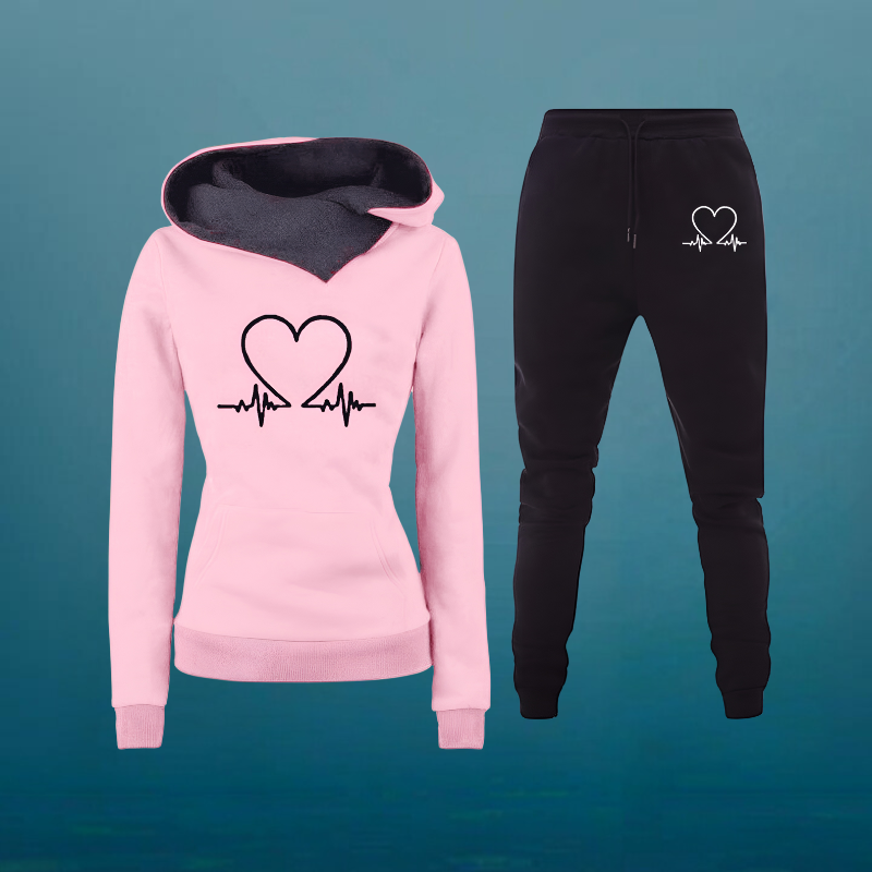 Modernes Damen Loungewear Set Mit Druckmotiv | Hose