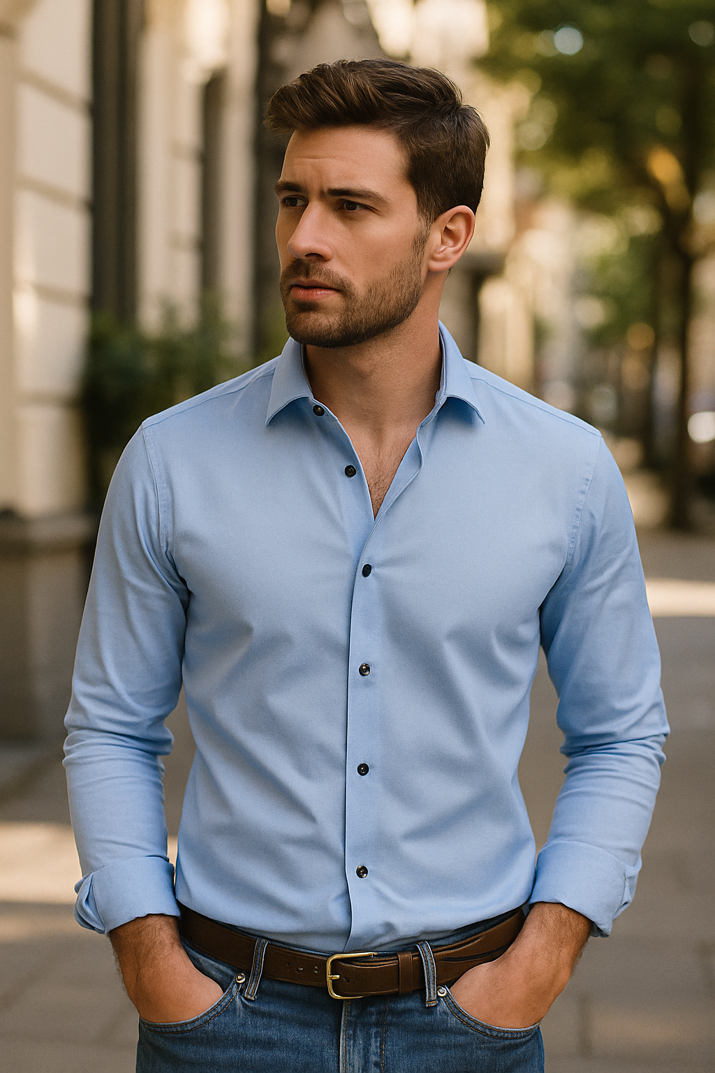 Moritz - Slim-Fit Hemd mit Knopfleiste für Business und Freizeit