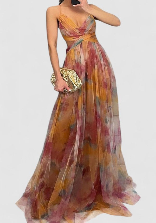 Nerina | Damen Chiffon Abendkleid | Maxi