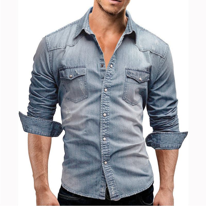 John – Slim-Fit Jeanshemd mit Druckknöpfen und Brusttaschen