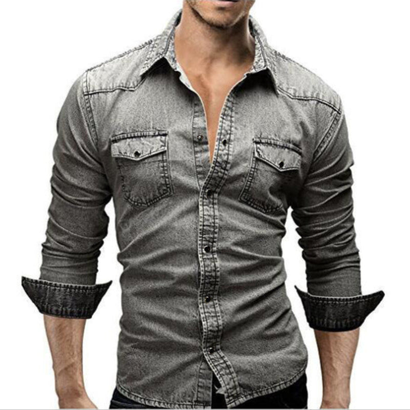 John – Slim-Fit Jeanshemd mit Druckknöpfen und Brusttaschen