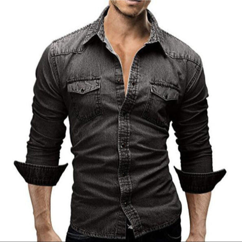 John – Slim-Fit Jeanshemd mit Druckknöpfen und Brusttaschen