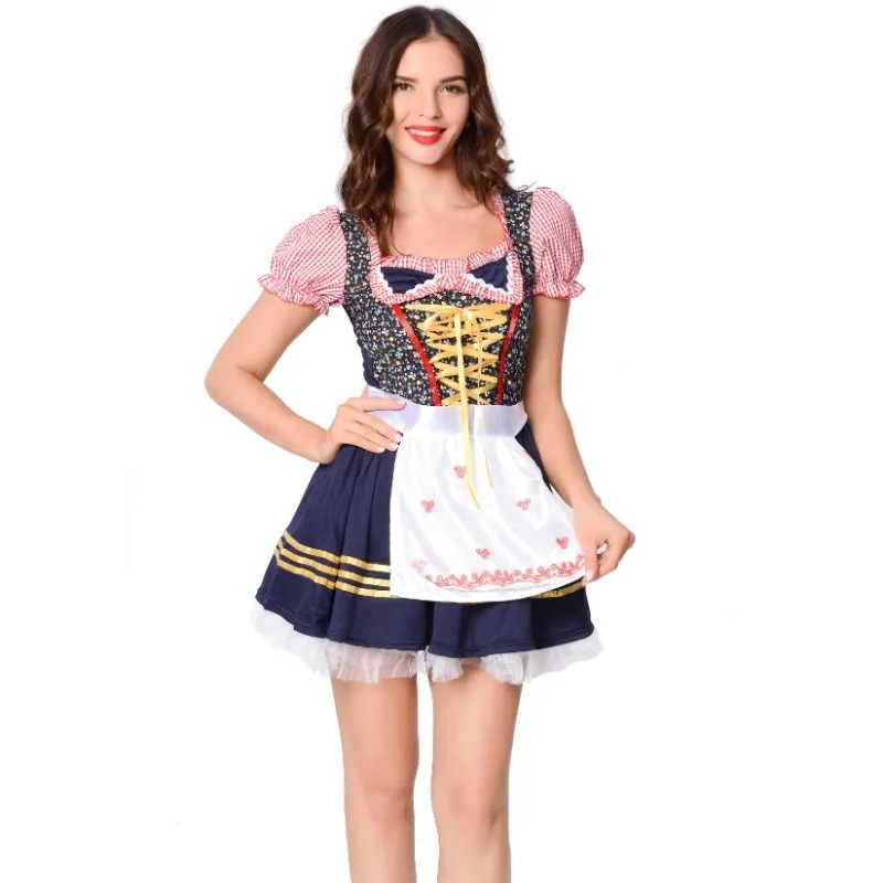 Oktoberfest Damen Dirndl Mit Puffärmeln Und Schürze | Mini