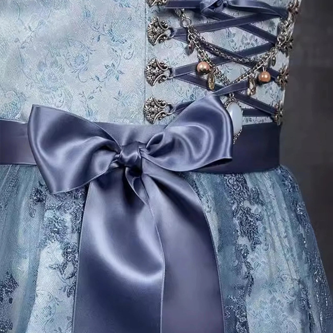 Oktoberfest Damen Dirndl Mit Schnürung Und Schleife | Midi