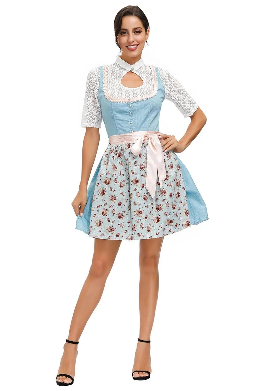 Oktoberfest Damen Dirndl Mit Schürze Und Spitze | Kurz