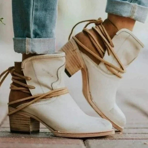 Oktoberfest Damen Dirndl Schuhe Stiefeletten | Blockabsatz