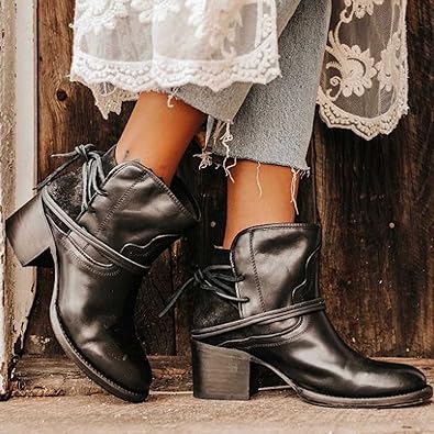 Oktoberfest Damen Dirndl Schuhe Stiefeletten | Blockabsatz