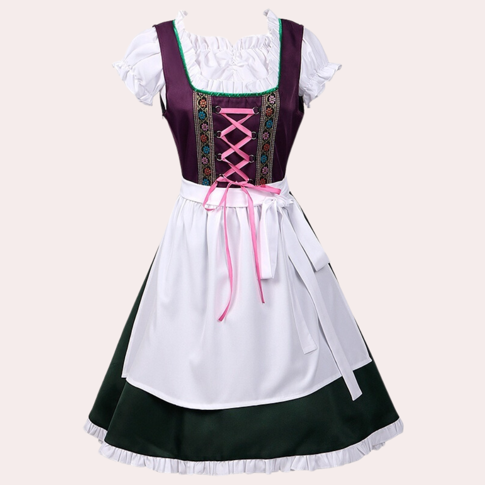 Oktoberfest Damen Dirndl Zweifarbig Mit Schürze | Klassisch