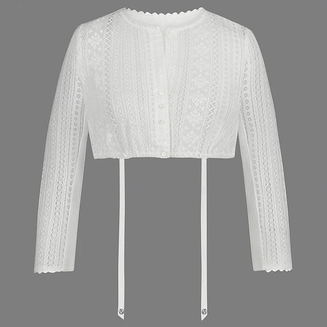 Oktoberfest Damen Dirndlbluse Langarm Mit Knopfleiste | Tracht