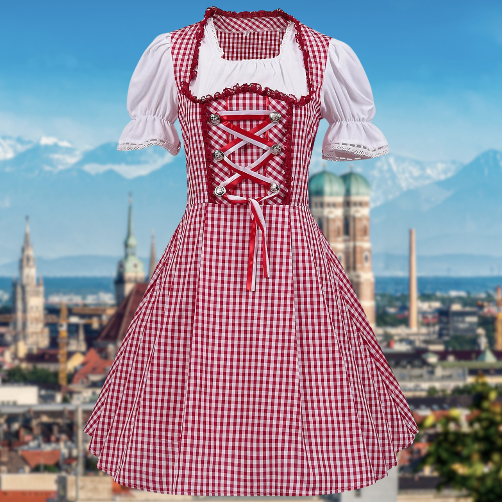 Oktoberfest Damen Kleid Kariert Mit Schürze | Dirndl