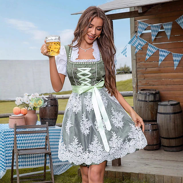 Oktoberfest Damen Kleid Kurz Mit Schürze Und Schnürung | Tracht
