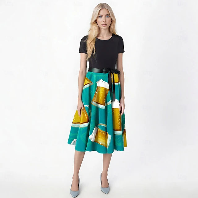 Oktoberfest Damen Kleid Mit Bierkrug Motiv | Midi