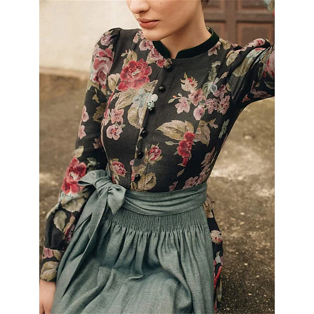 Oktoberfest Dirndl Kleid Für Damen Mit Blumenmuster Und Schärpe | Festlich