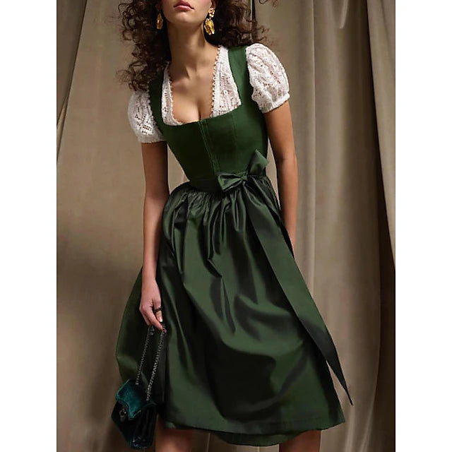 Oktoberfest Dirndl Kleid Für Damen Mit Glänzender Schürze | Festlich