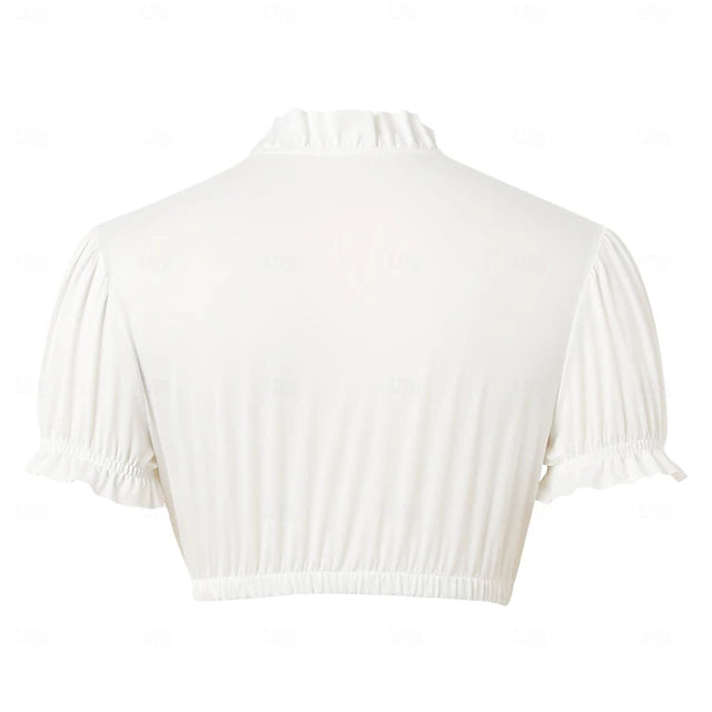 Oktoberfest Dirndlbluse Damen Hochgeschlossen Mit Spitze | Festlich