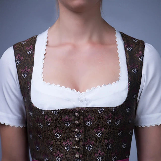 Oktoberfest Dirndlbluse Damen Mit Eckigem Ausschnitt Und Knöpfen | Festlich
