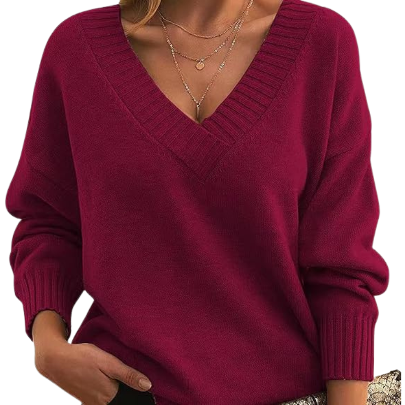 Pullover Für Damen Mit Strick & V-Ausschnitt | Lang