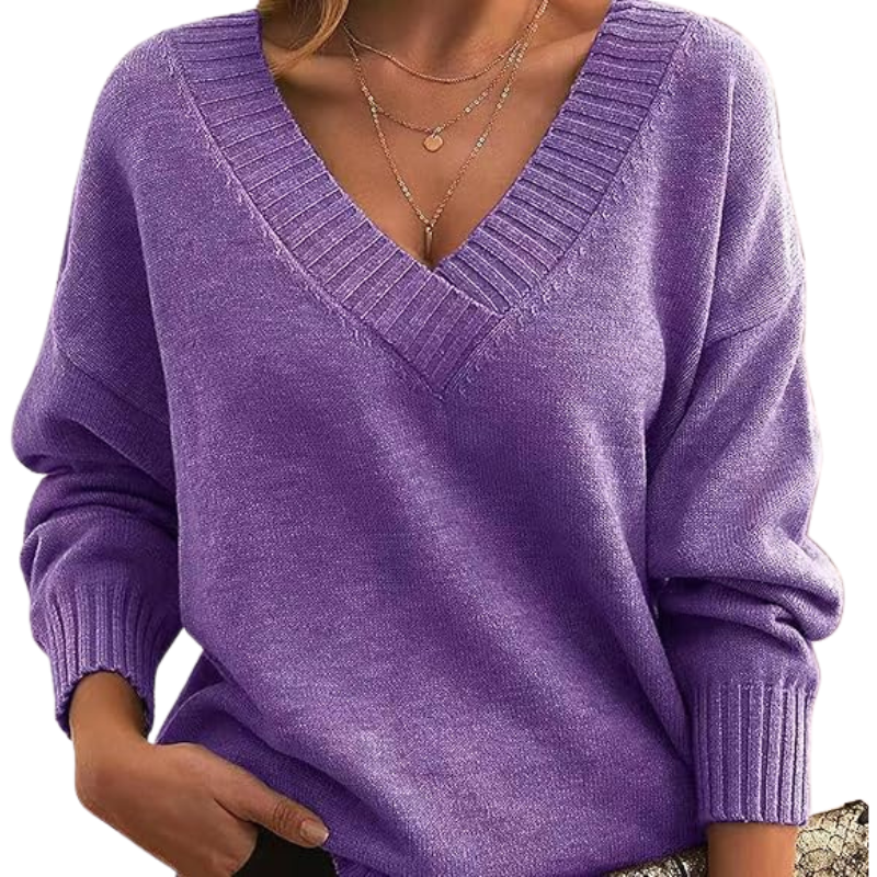 Pullover Für Damen Mit Strick & V-Ausschnitt | Lang