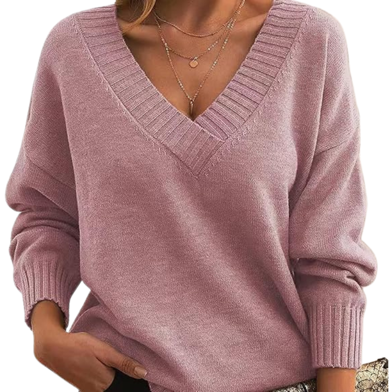 Pullover Für Damen Mit Strick & V-Ausschnitt | Lang