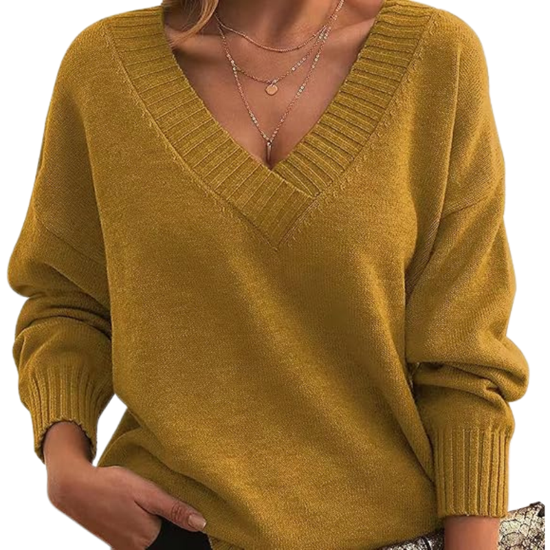 Pullover Für Damen Mit Strick & V-Ausschnitt | Lang