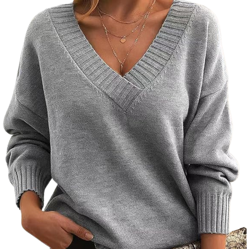Pullover Für Damen Mit Strick & V-Ausschnitt | Lang
