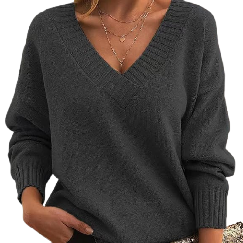Pullover Für Damen Mit Strick & V-Ausschnitt | Lang