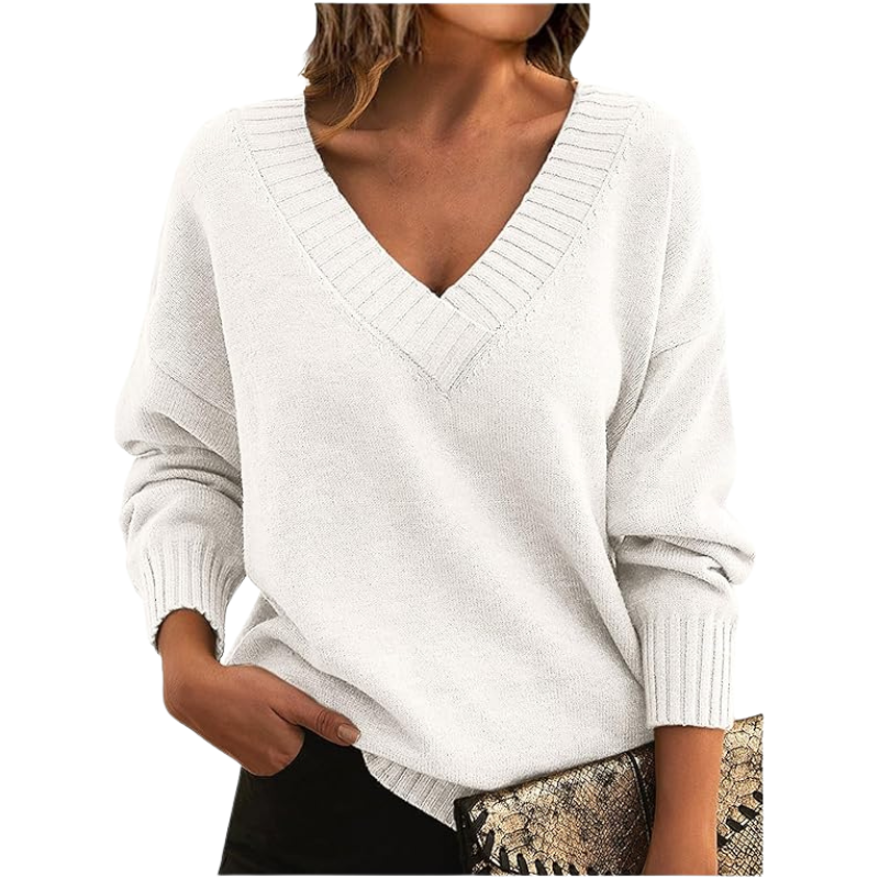 Pullover Für Damen Mit Strick & V-Ausschnitt | Lang